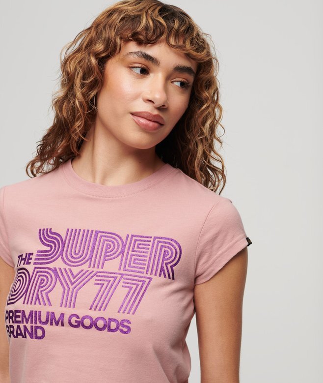 Ρετρό T-shirt με λογότυπο με γκλίτερ Ρετρό T-shirt με λογότυπο με γκλίτερ