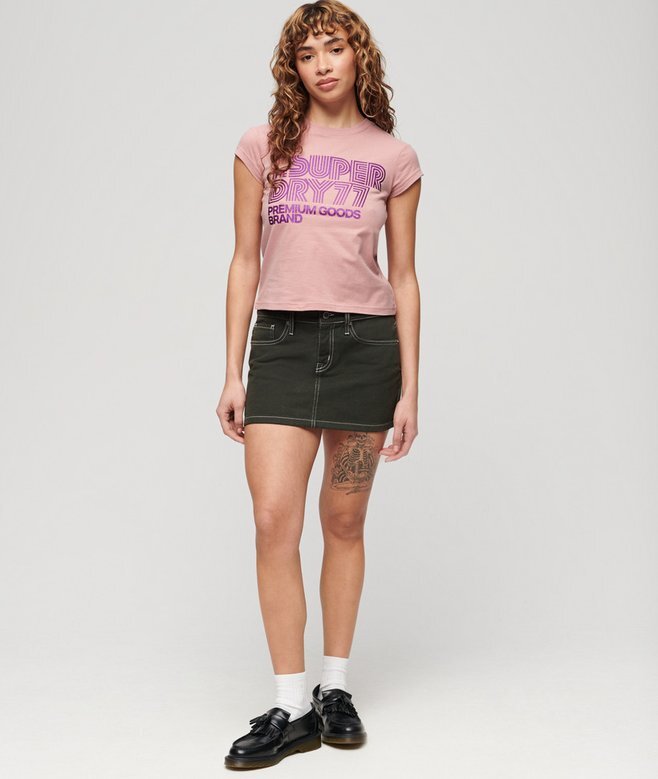 Ρετρό T-shirt με λογότυπο με γκλίτερ Ρετρό T-shirt με λογότυπο με γκλίτερ