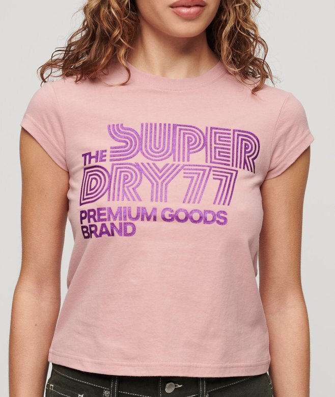 Ρετρό T-shirt με λογότυπο με γκλίτερ Ρετρό T-shirt με λογότυπο με γκλίτερ