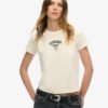 Στενό T-shirt με τατουάζ και στρας Στενό T-shirt με τατουάζ και στρας