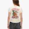 Στενό T-shirt με τατουάζ και στρας Στενό T-shirt με τατουάζ και στρας