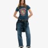 Στενό T-shirt με τατουάζ και στρας Στενό T-shirt με τατουάζ και στρας