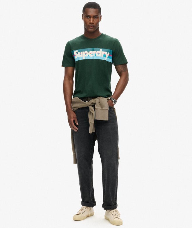 T-shirt με ρετρό ρίγες και λογότυπο T-shirt με ρετρό ρίγες και λογότυπο