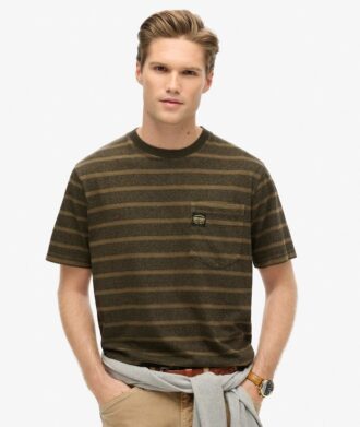 T-shirt με τσέπη και ραβδώσεις