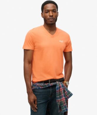 T-shirt με V λαιμόκοψη και λογότυπο Organic Cotton Essential