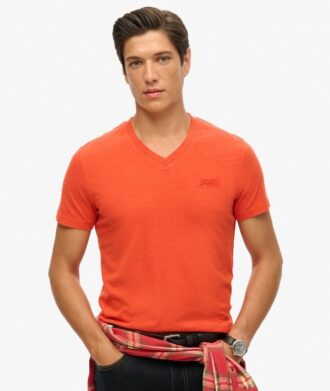 T-shirt με V λαιμόκοψη και λογότυπο Organic Cotton Essential