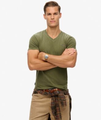T-shirt με V λαιμόκοψη και λογότυπο Organic Cotton Essential
