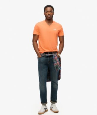 T-shirt με V λαιμόκοψη και λογότυπο Organic Cotton Essential