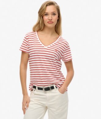 T-shirt με V-neck και κεντημένο σχέδιο