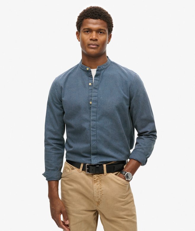 The Merchant Store – Πουκάμισο Henley σε χρώμα ινδigo The Merchant Store – Πουκάμισο Henley σε χρώμα ινδigo