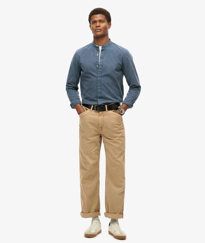 The Merchant Store – Πουκάμισο Henley σε χρώμα ινδigo The Merchant Store – Πουκάμισο Henley σε χρώμα ινδigo