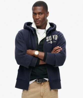 Vintage Athletic Zip Φούτερ με κουκούλα