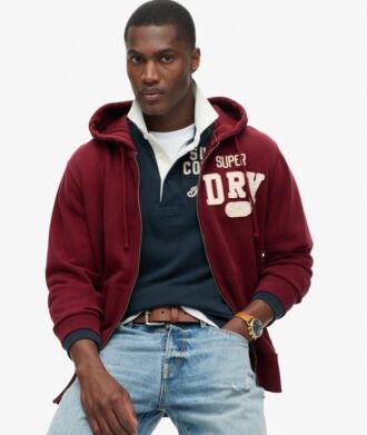 Vintage Athletic Zip Φούτερ με κουκούλα