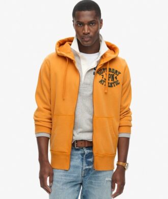 Vintage Athletic Zip Φούτερ με κουκούλα