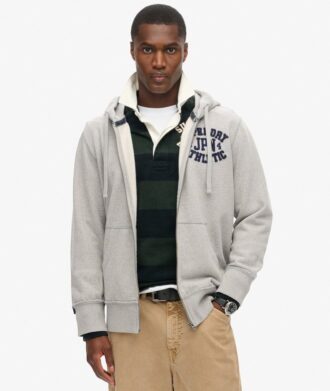 Vintage Athletic Zip Φούτερ με κουκούλα