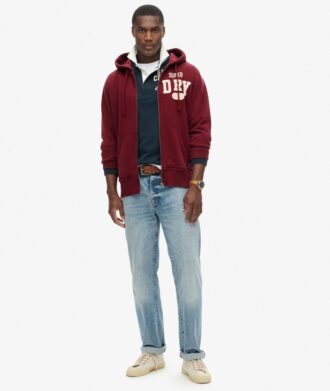 Vintage Athletic Zip Φούτερ με κουκούλα