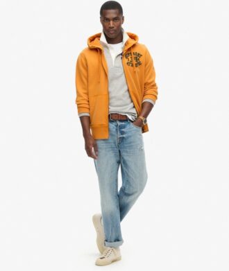 Vintage Athletic Zip Φούτερ με κουκούλα