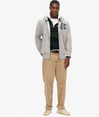 Vintage Athletic Zip Φούτερ με κουκούλα