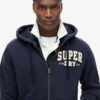 Vintage Athletic Zip Φούτερ με κουκούλα
