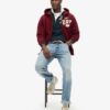 Vintage Athletic Zip Φούτερ με κουκούλα