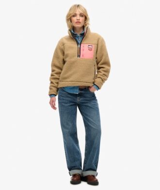 Vintage Retro Half Zip Fleece Jumper